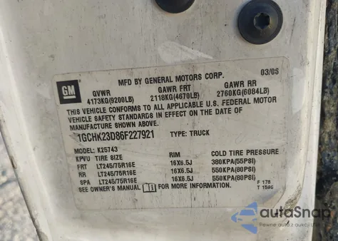 2006 Chevrolet Silverado 2500Hd Lt2 from USA, damaged, VIN 1GCHK23D86F227921